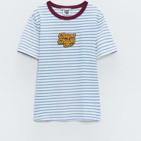 【THE MOZZ】Chips Stripe T-Shirt Zara | Tops | Zara Limited Edition Chupa Chups Tshirt | Poshmark